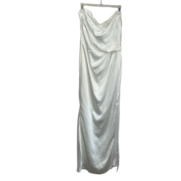 Meshki Aminah Draped Strapless Satin Maxi Dress Ivory Size L NWT Formal - Picture 4 of 11